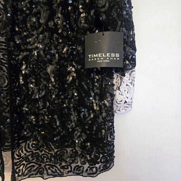 Timeless by Naeem Khan black sequin cardigan Size 18 NWT - Picture 2 of 7